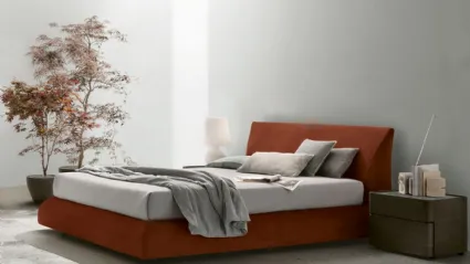 Letto con box contenitore Eros in pelle nabuk di Tomasella